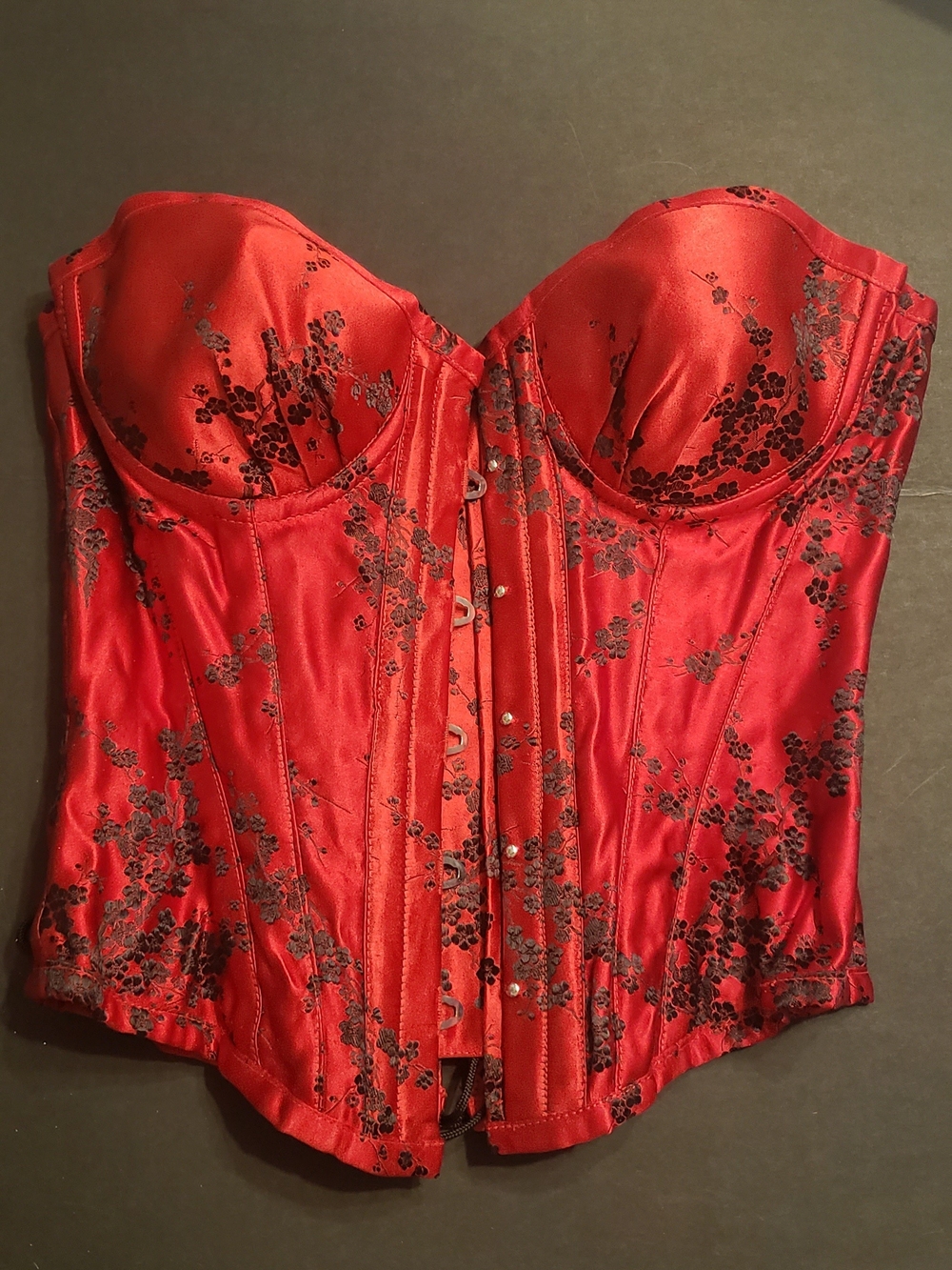 Victoria's Secret Red Satin Floral Corset Bustier